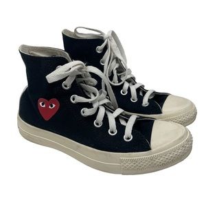 Play Comme Des Garçons Converse Black Hi Tops US 6
